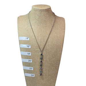 Brighton Necklace Halo Aurora Women's Silver-Plated Blue Crystals Y Drop